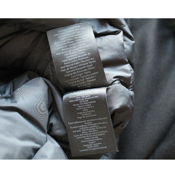 Mackage Down Parka Jacket / Size XL / Black Wool Duck Hooded Long Asymmetrical - Picture 14 of 14